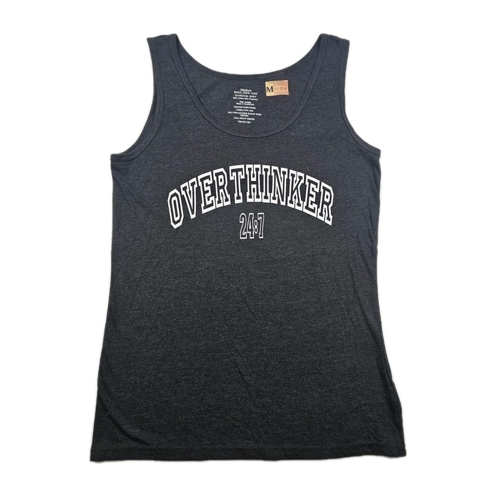Country Blessings Tank Top Overthinker 24:7 M‎ Grey Shirt Fun Spiritual Gift